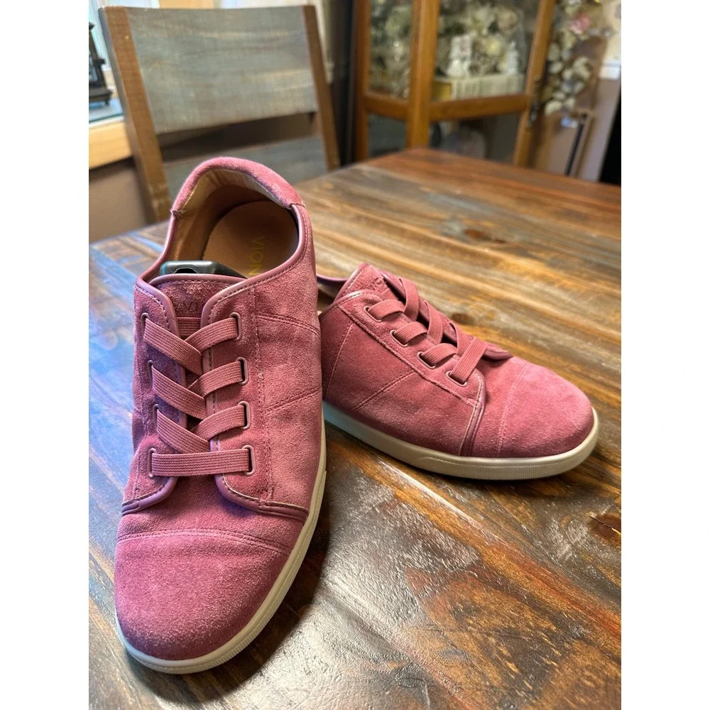 Vionic Jean Suede Sneakers Berry Purple Orthotic Slip On Shoes Womens 11 Wide